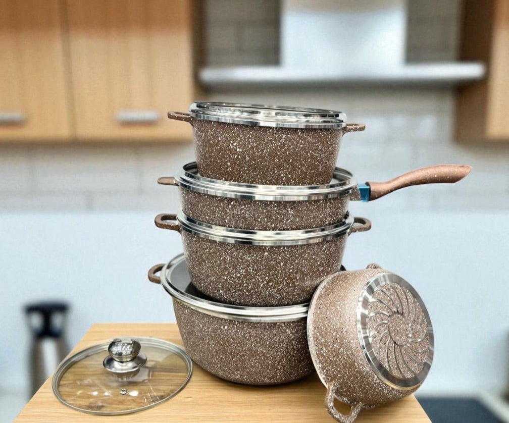 Batería de Ollas 12 Piezas — Roca Volcánica