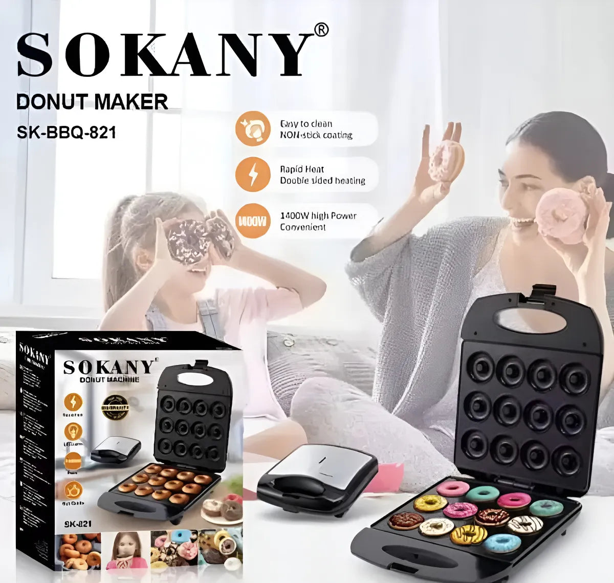 Máquina para Hacer Donas Sokany x12- Donero