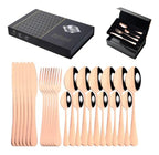 Juego de Cubiertos de 24 Piezas en Acero Inoxidable- Rose Gold