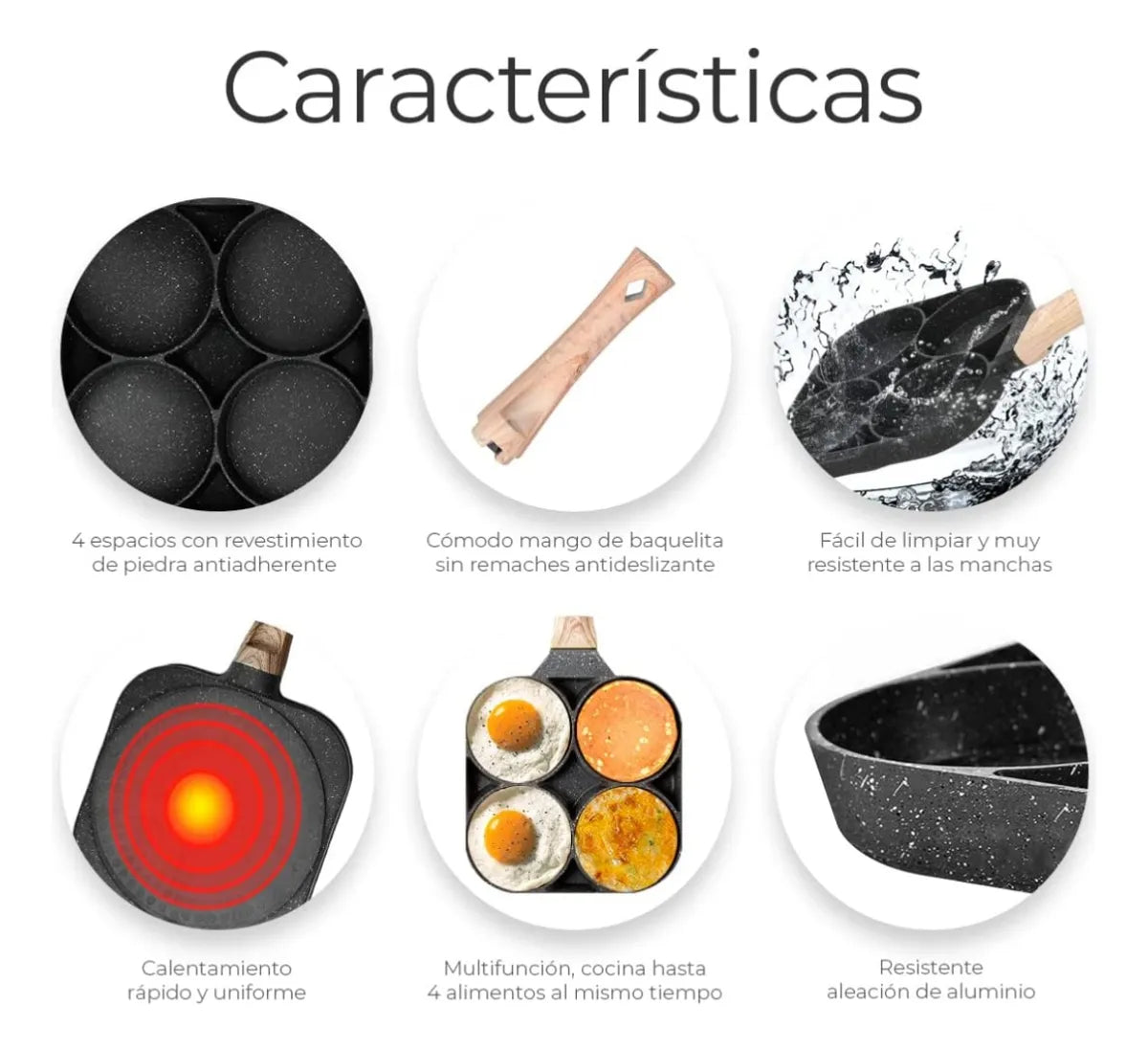 Sartén Multiuso 4 Puestos – Antiadherente Multifuncional