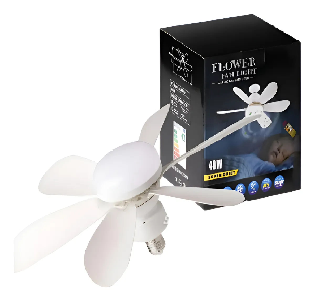 Bombillo Ventilador de techo con Luz LED Regulable y Control Remoto