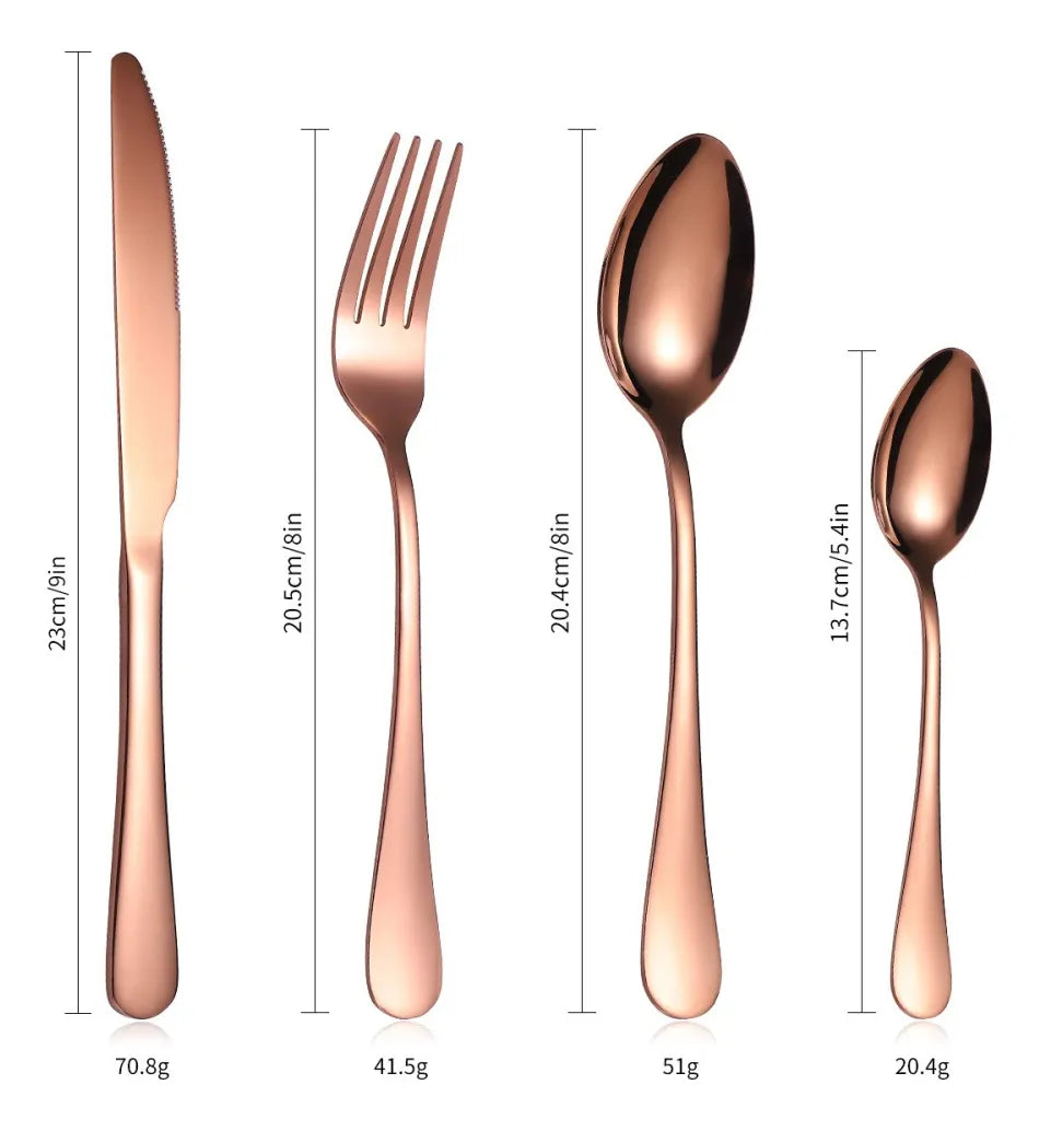 Juego de Cubiertos de 24 Piezas en Acero Inoxidable- Rose Gold