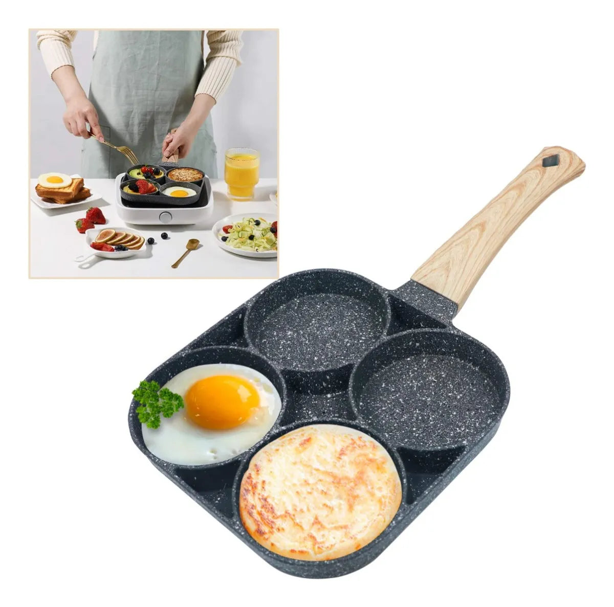 Sartén Multiuso 4 Puestos – Antiadherente Multifuncional