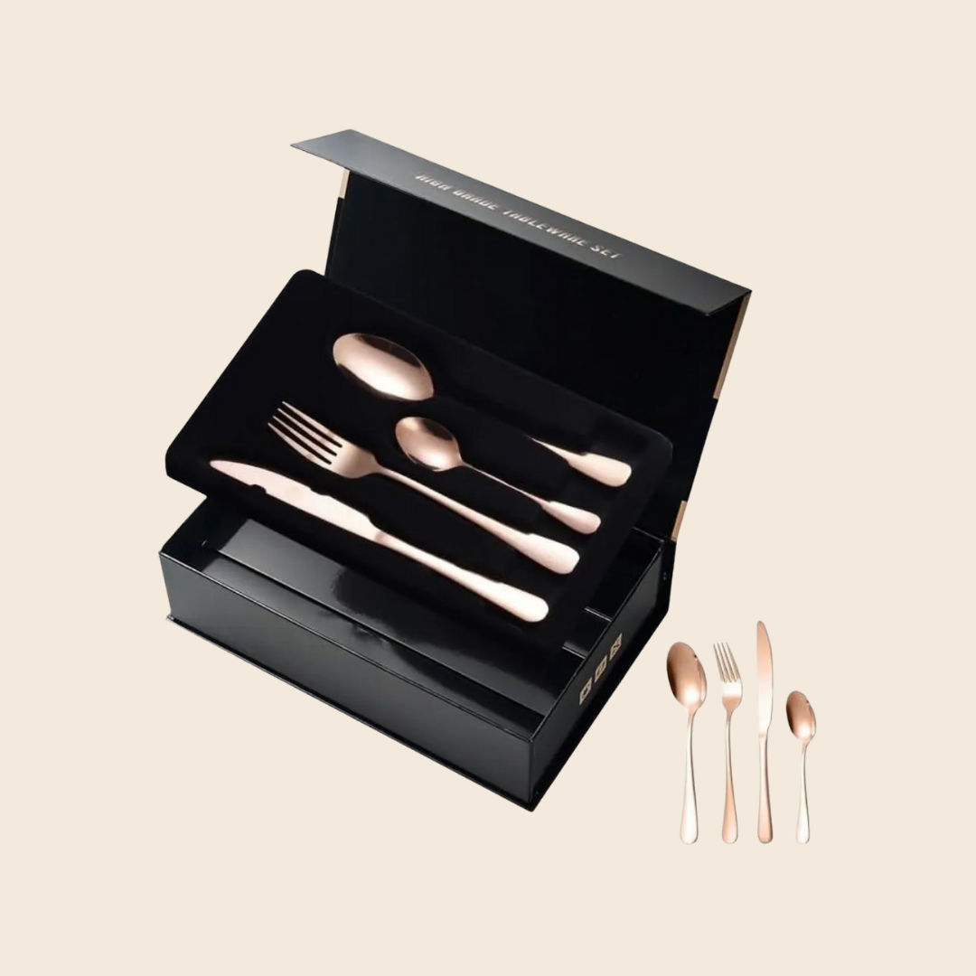 Juego de Cubiertos de 24 Piezas en Acero Inoxidable- Rose Gold