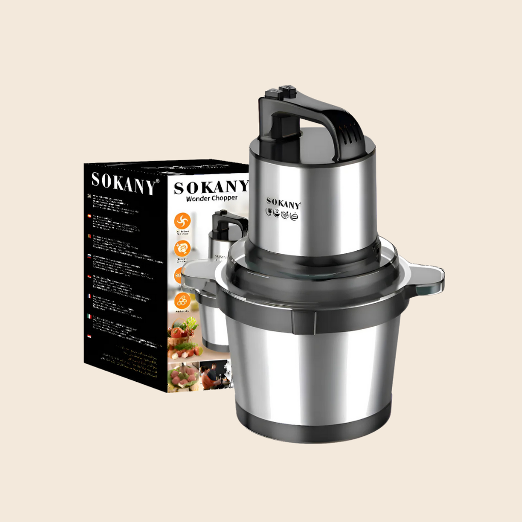Picador/ Procesador Eléctrico Sokany 4 Litros 800 W – Acero Inoxidable